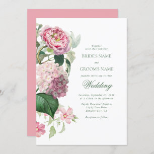 Invitation Aquarelle romantique Fleurs roses Mariage de jardi