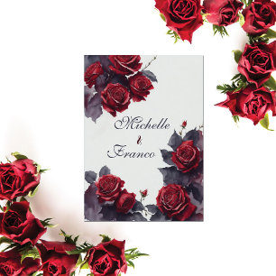 Invitation Aquarelle romantique Gris Roses rouges Mariage d'h