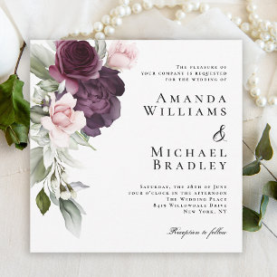 Invitation Aquarelle romantique Mariage botanique