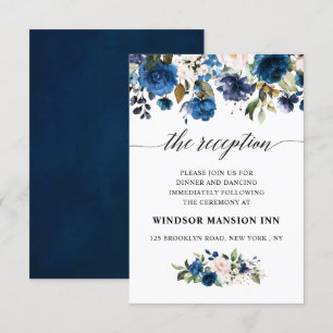 Invitation Aquarelle romantique Marine bleu Blush Rose Floral