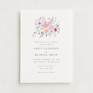 Invitation Aquarelle romantique Pastel Floral Mariage Invitat