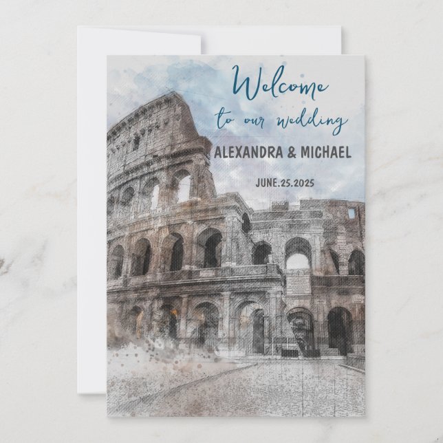 Invitation Aquarelle Rome, Italie (Devant)