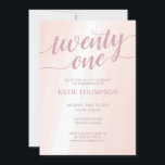 Invitation Aquarelle rose<br><div class="desc">Une invitation simple mais élégante à 21e anniversaire dans une police calligraphique et un coup de pinceau d'aquarelle rose croustillante.</div>