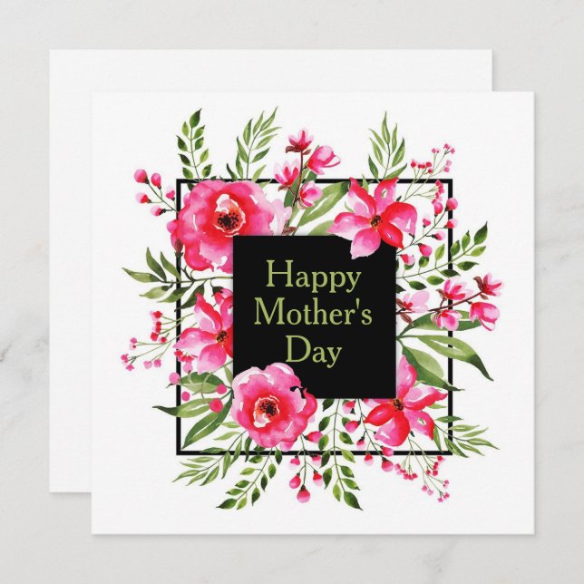 Invitation Aquarelle rose (Devant / Derrière)