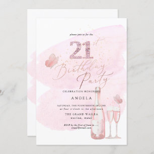 Invitation Aquarelle rose 21e édition