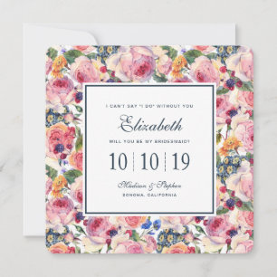 Invitation Aquarelle Rose anglais - Bridesmaid