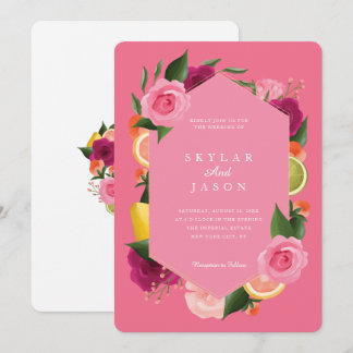 Invitation Aquarelle rose Aquarelle Fruit Citrus Floral Rose