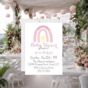 Invitation Aquarelle rose arc-en-ciel pastel Baby shower fill