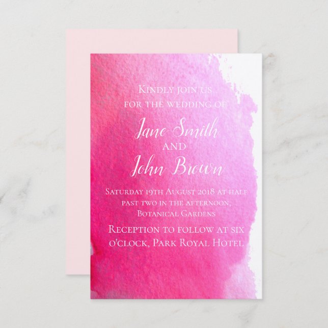 Invitation Aquarelle rose art moderne mariage boho (Devant / Derrière)