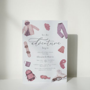 Invitation Aquarelle rose aventure commence Baby shower fille