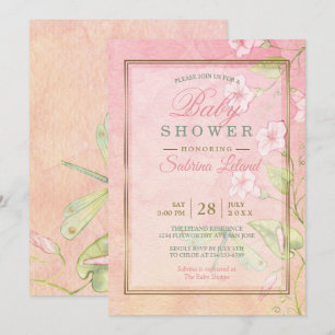 Invitation Aquarelle rose Baby shower de gloire du matin