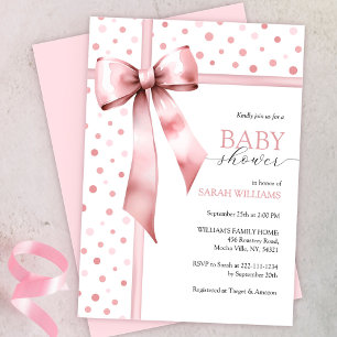 Invitation Aquarelle rose Baby shower de la corneille rose