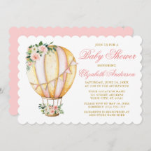 Aquarelle rose Baby shower Floral Air Balloon
