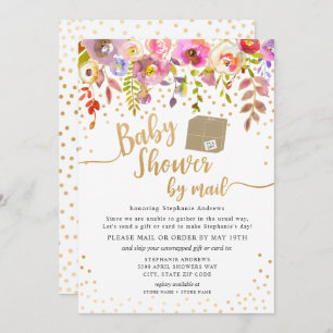 Invitation Aquarelle rose Baby shower floral par la poste