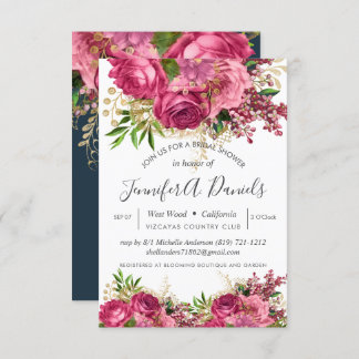 Invitation Aquarelle rose blanc Fête des mariées florale