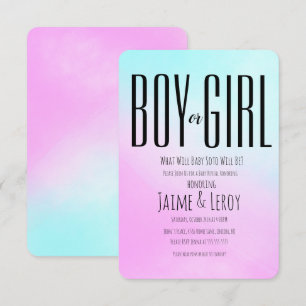 Invitation Aquarelle rose bleu Sexe Révéler Lui ou Elle