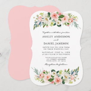 Invitation Aquarelle rose Blush Floral Élégant