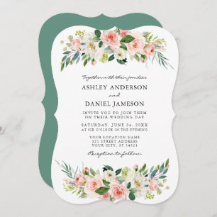 Invitation Aquarelle Rose Blush Floral Mariage élégant