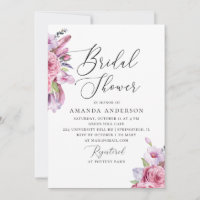Aquarelle rose boho plumes florales douche nuptial