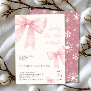 Invitation Aquarelle rose Bow froid extérieur Baby shower