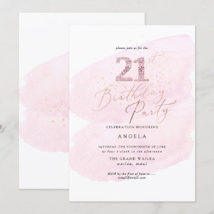 Invitation Aquarelle rose Champagne Bubbles 21e TOUT ÂGE