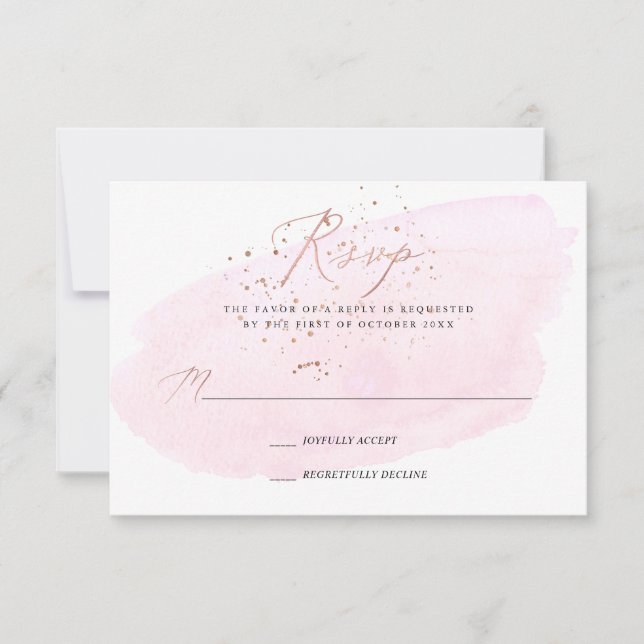 Invitation Aquarelle rose Champagne Bubbles+Calligraphie RSVP (Devant)