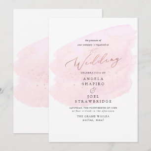 Invitation Aquarelle rose Champagne Bubbles Élégant