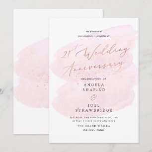 Invitation Aquarelle rose Champagne Bubbles Elégant 21e