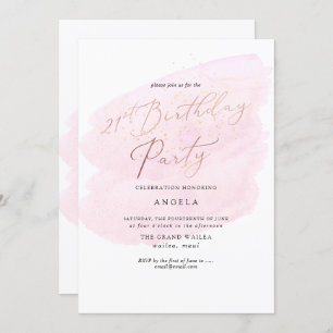 Invitation Aquarelle rose Champagne Bulles 21e DO-IT-YOURSELF