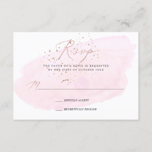Invitation Aquarelle rose Champagne Bulles+Calligraphie RSVP