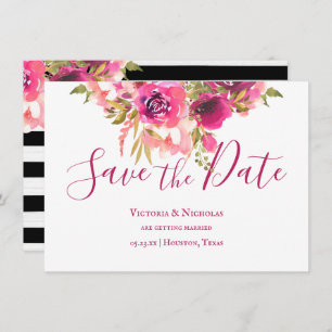 Invitation Aquarelle rose chaud Floral Enregistrer la date