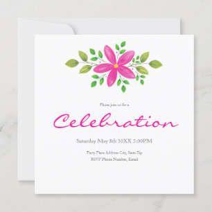 Invitation Aquarelle rose chaud Swag