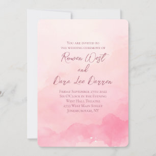 Invitation Aquarelle rose clair Ombre Mariage de peinture