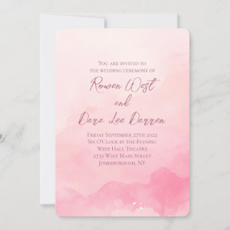 Invitation Aquarelle rose clair Ombre Mariage de peinture