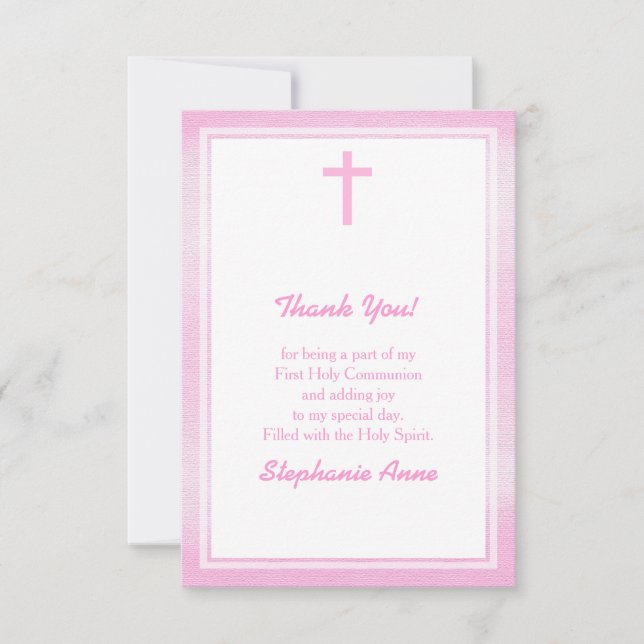 Invitation Aquarelle rose communion (Devant)