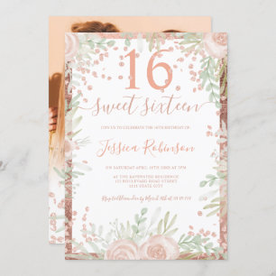 Invitation Aquarelle Rose couleur or rose rose florale Sweet