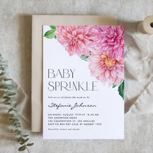 Invitation Aquarelle rose Dahlia Floral Baby Sprinky
