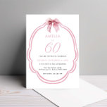 Invitation Aquarelle Rose Dainty Bow 60e anniversaire<br><div class="desc">Conçu pour coordonner avec notre collection de ruban rose, cette invitation à l'anniversaire présente de magnifiques rubans soyeux avec bordure cursive dans les tons rose aquarelle. Pour une personnalisation plus avancée de cette conception, par exemple la modification de la disposition, de la police ou de la taille du texte, cliquez...</div>