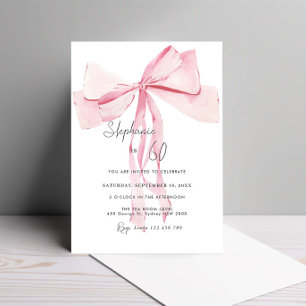Invitation Aquarelle Rose Dainty Bow 60e anniversaire