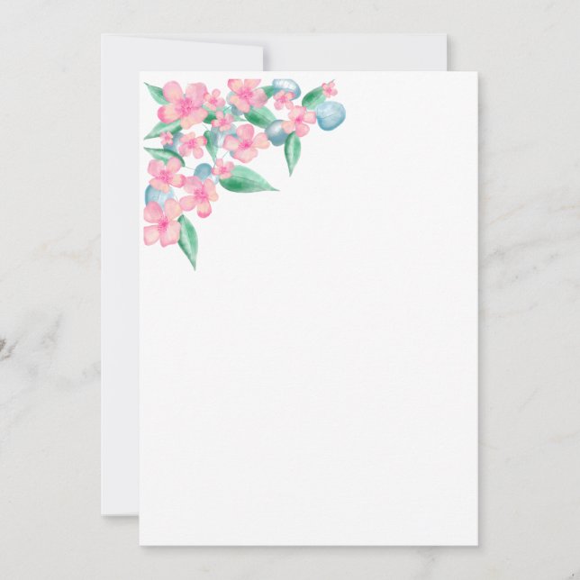 Invitation Aquarelle rose Design floral (Devant)