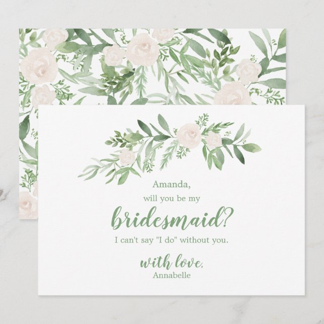 Invitation Aquarelle Rose d'Ivoire de Mariage Sois Ma Demoise (Devant / Derrière)