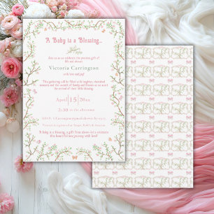 Invitation Aquarelle rose douce Baby shower élégant