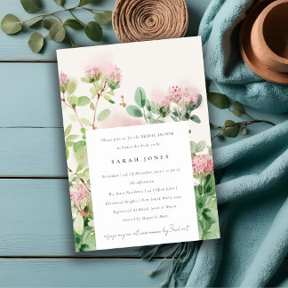 Invitation Aquarelle rose douce Fête des mariées de jardin fl