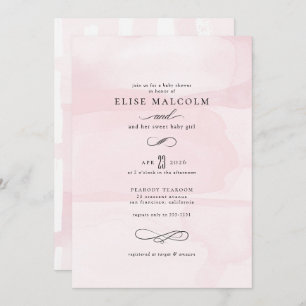 Invitation Aquarelle rose élégant Baby shower moderne