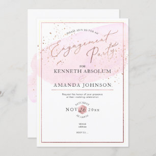 Invitation Aquarelle rose Élégant Jeu d'engagement Script