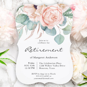Invitation Aquarelle rose et beige Retraite florale