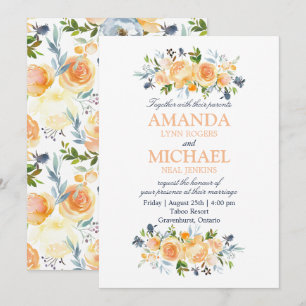Invitation Aquarelle rose et chardon Mariage Floral