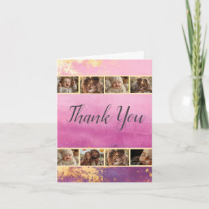 Invitation Aquarelle rose et or photo