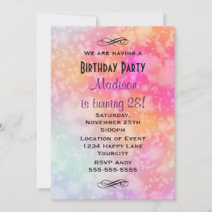 Invitation Aquarelle rose et orange Abstraite Anniversaire