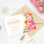 Invitation Aquarelle rose et orange Fête des mariées florale<br><div class="desc">Invitation à la douche nuptiale florale rose et orange personnalisée</div>